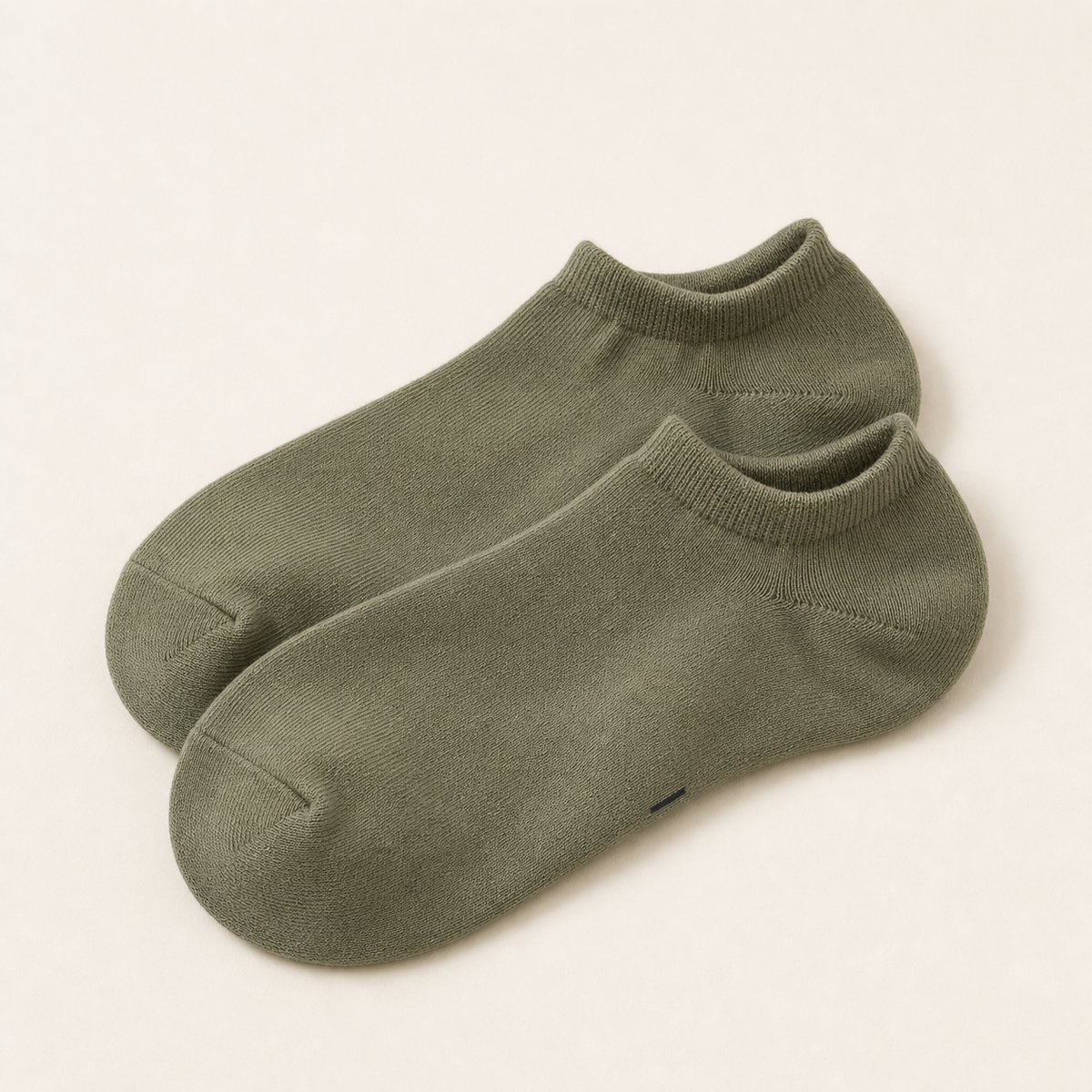 Olive Green Cotton No-Show Socks