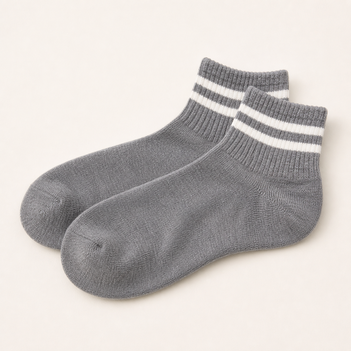 Gray Striped Ankle Socks